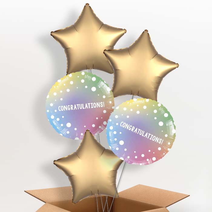 Ombre Dots Congratulations Balloons in a Box - 5 Balloon | Party Save Smile
