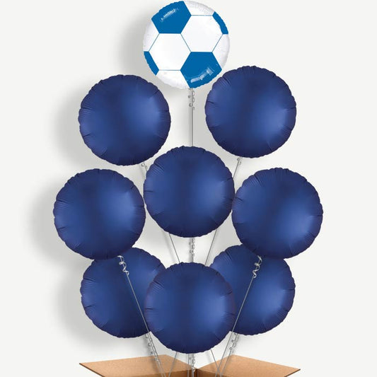 Blue Football Balloon Bundle Inflated with Helium | Party Save Smile