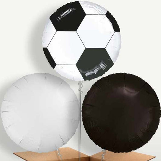 Black Football Bunch of Balloons inflated with Helium | Party Save Smile