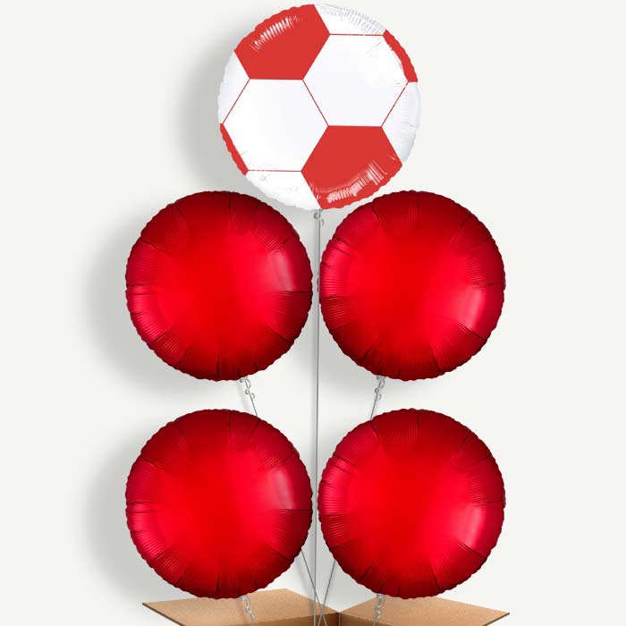 Red Football Balloon Cluster Inflated with Helium | Party Save Smile