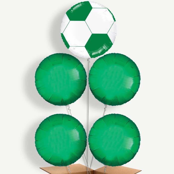Green Football Balloon Cluster Inflated with Helium | Party Save Smile