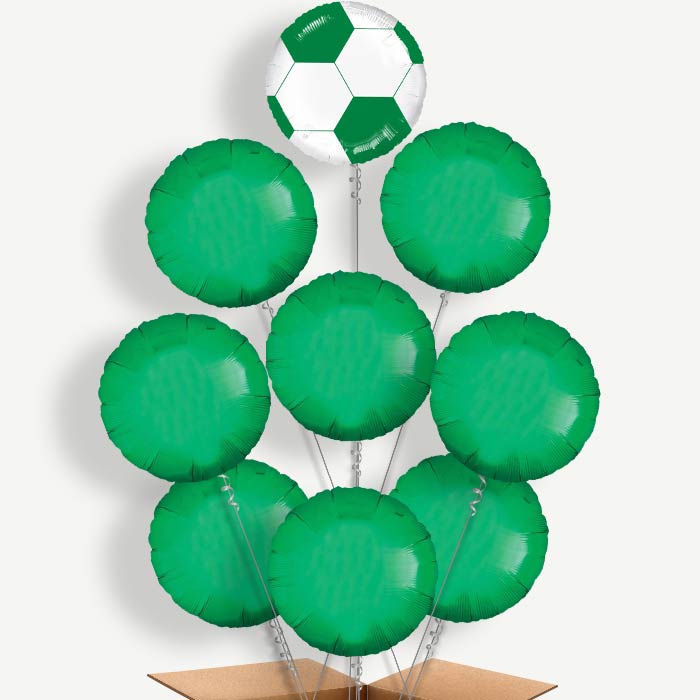 Green Football Balloon Bundle Inflated with Helium | Party Save Smile