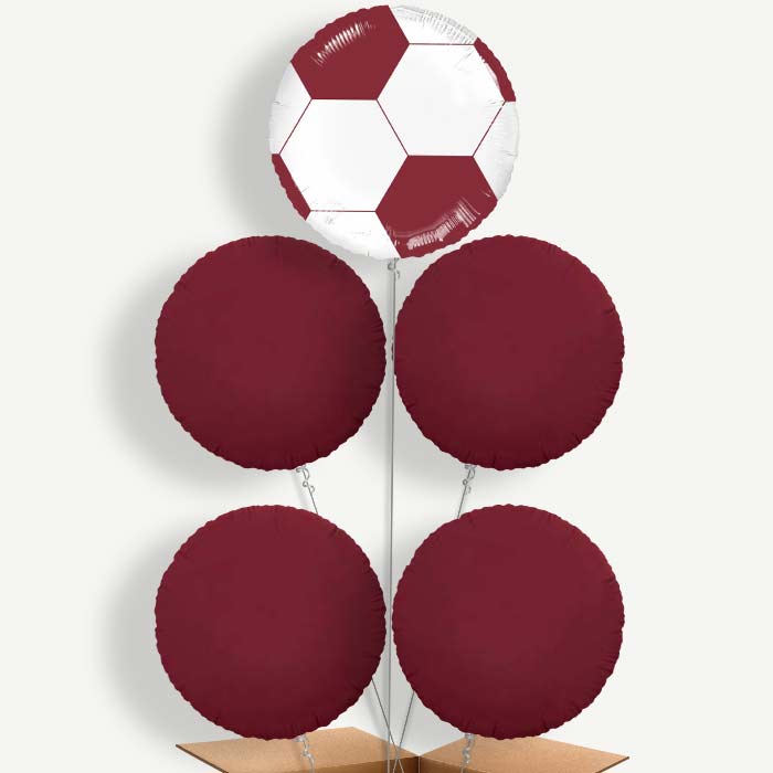 Maroon Football Balloon Clusters Inflated with Helium | Party Save Smile