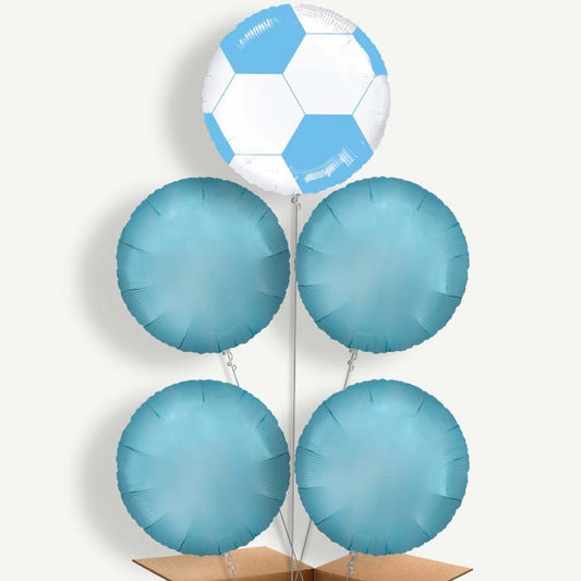 Light Blue Football Balloon Clusters Inflated with Helium | Party Save Smile