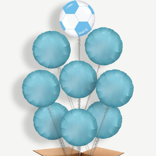 Light Blue Football Balloon Bundle Inflated with Helium | Party Save Smile