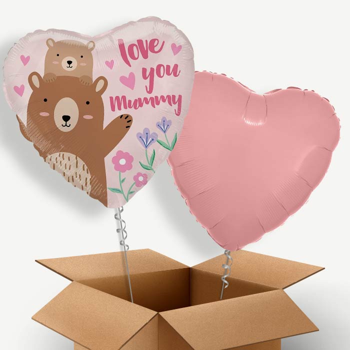 Love you Mummy Bear Helium Balloon Pair | Party Save Smile