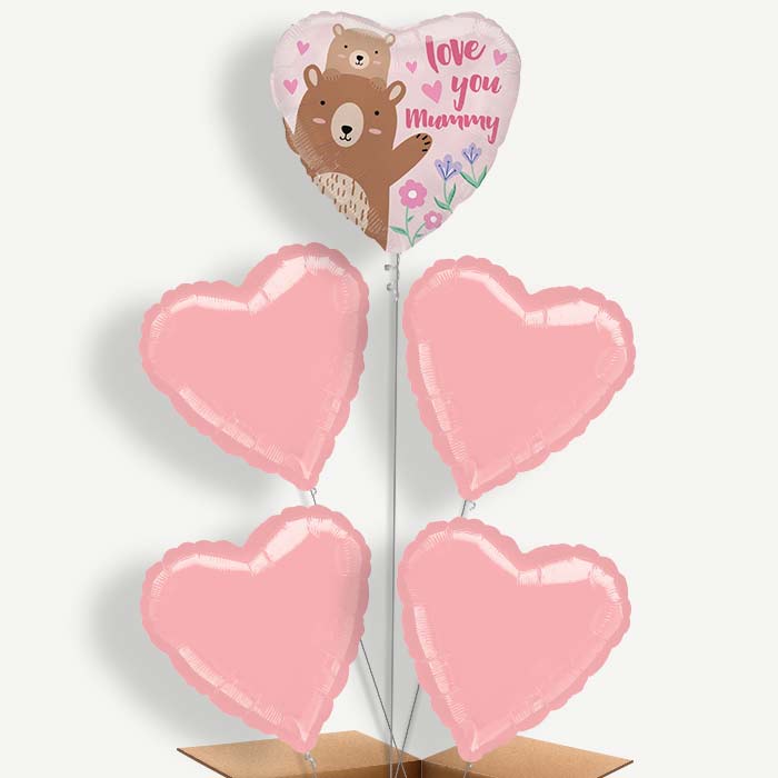 Love you Mummy Bear Balloon Clusters Inflated with Helium | Party Save Smile