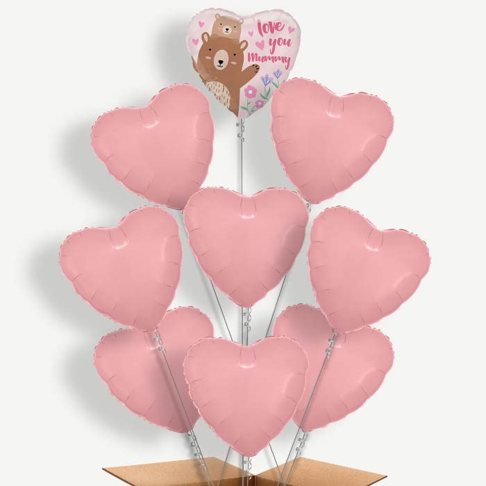 Love you Mummy Bear Balloon Bundle Inflated with Helium | Party Save Smile