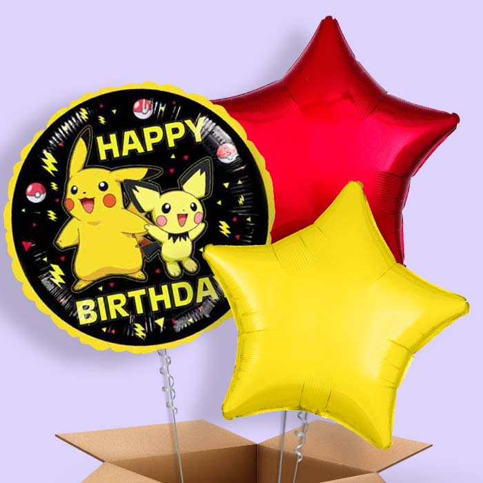 Pokemon Happy Birthday Helium Balloon in a Box - 3 Balloon | Party Save Smile