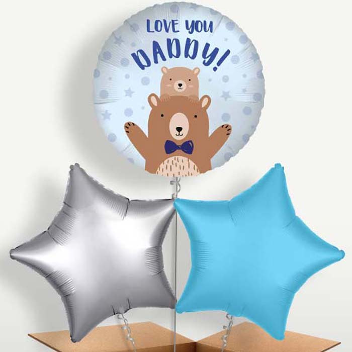 Love you Daddy Bear Balloon Bunches inflated with Helium | Party Save Smile