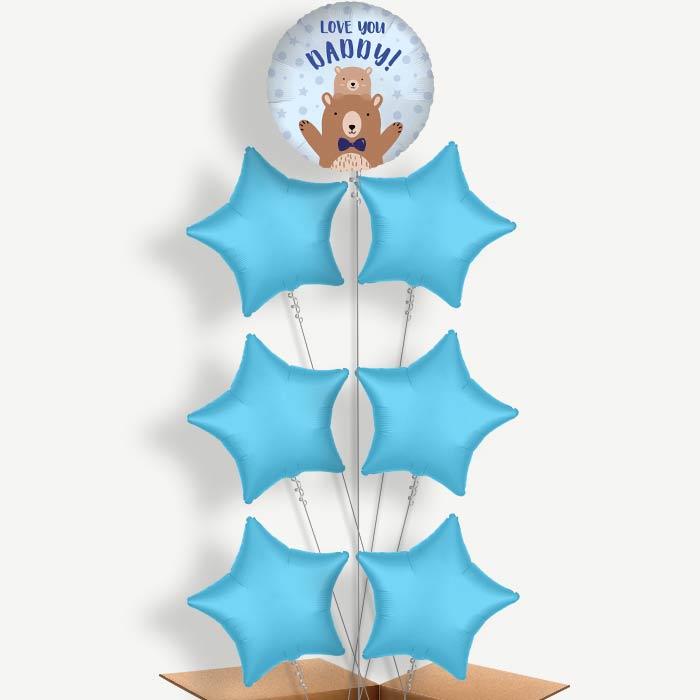 Love you Daddy Bear Balloon Arrangement Inflated with Helium | Party Save Smile