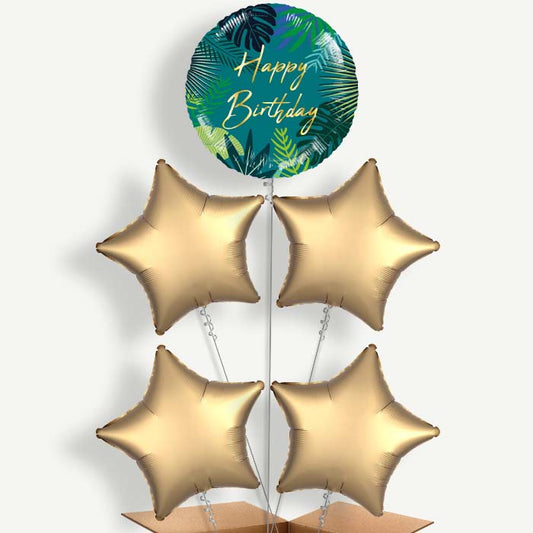 Tropical Leaf Birthday Helium Balloon Cluster  | Party Save Smile