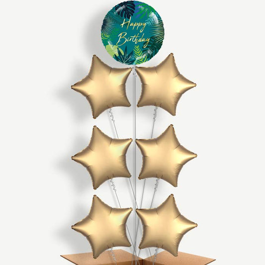 Tropical Leaf Birthday Helium Balloon Arrangement | Party Save Smile