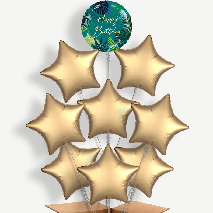 Tropical Leaf Birthday Helium Balloon Bundle | Party Save Smile