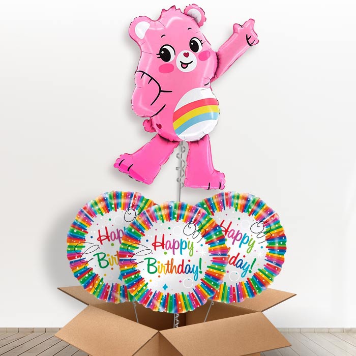 Cheer Bear Care Bear Giant Helium Balloon in a Box | Giant Balloon + 3 Themed Balloons | Party Save Smile