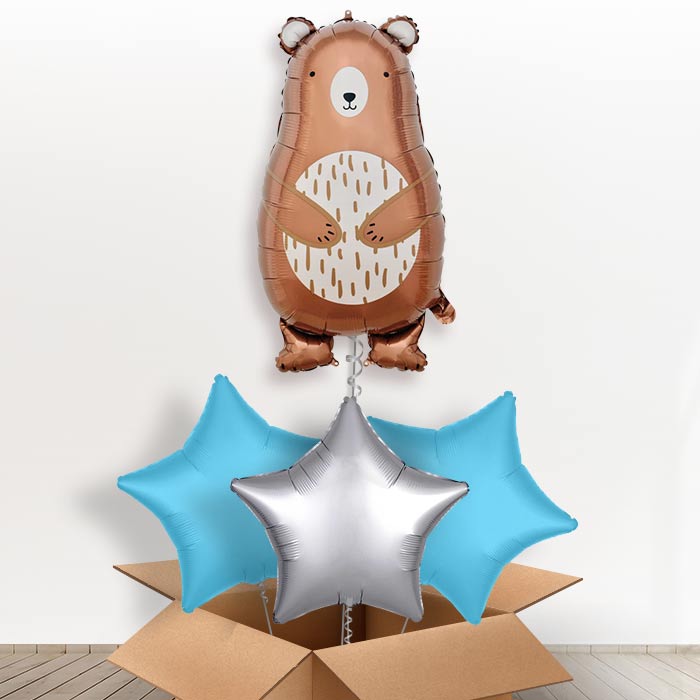 Daddy Bear Helium Balloon in a Box - With 3 Plain Balloons | Party Save Smile