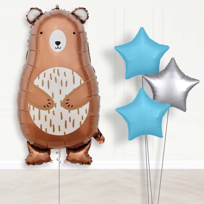 Daddy Bear Balloon Bouquet Delivery - Plain Bouquet | Party Save Smile