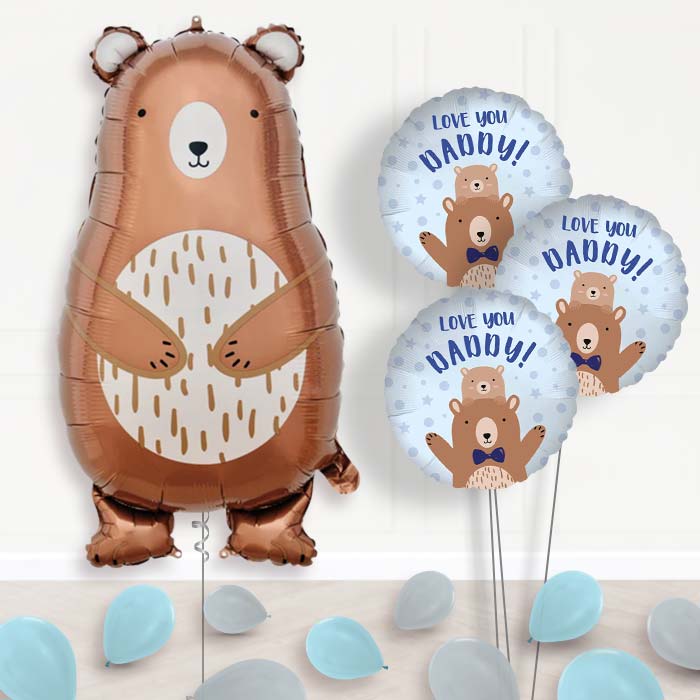 Daddy Bear Balloon Bouquet Delivery - Themed Bouquet and Latex | Party Save Smile