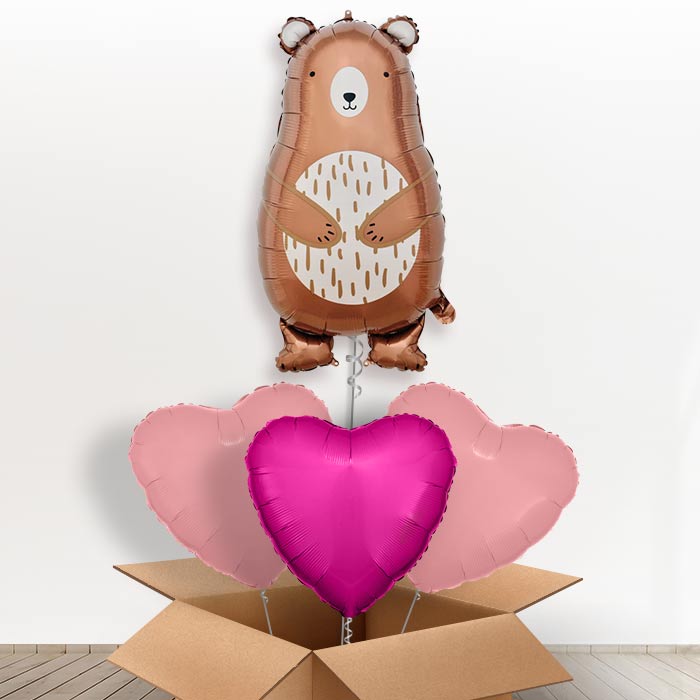 Mummy Bear Helium Balloon in a Box - With 3 Plain Balloons | Party Save Smile