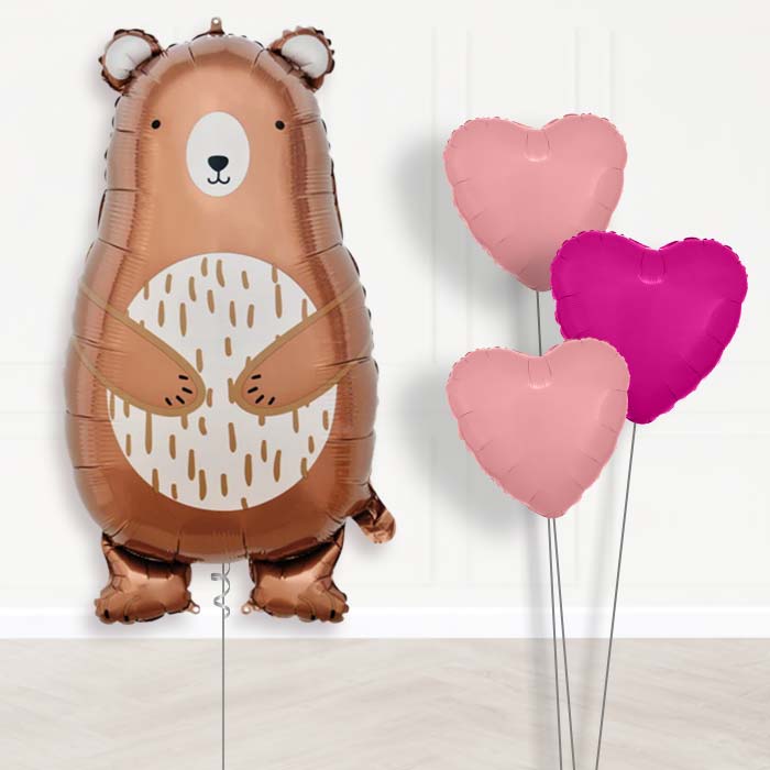 Mummy Bear Balloon Bouquet Delivery - Plain Bouquet | Party Save Smile