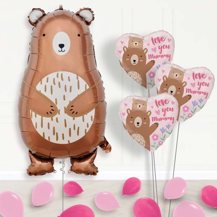 Mummy Bear Balloon Bouquet Delivery - Themed Bouquet and Latex | Party Save Smile