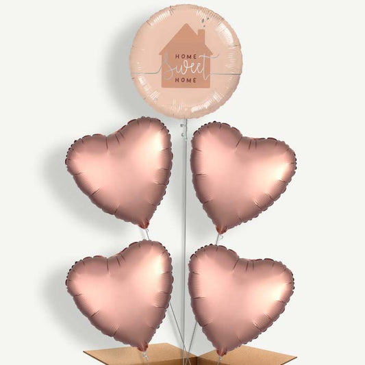 Rose Gold Home Sweet Home Helium Cluster Balloons | Party Save Smile