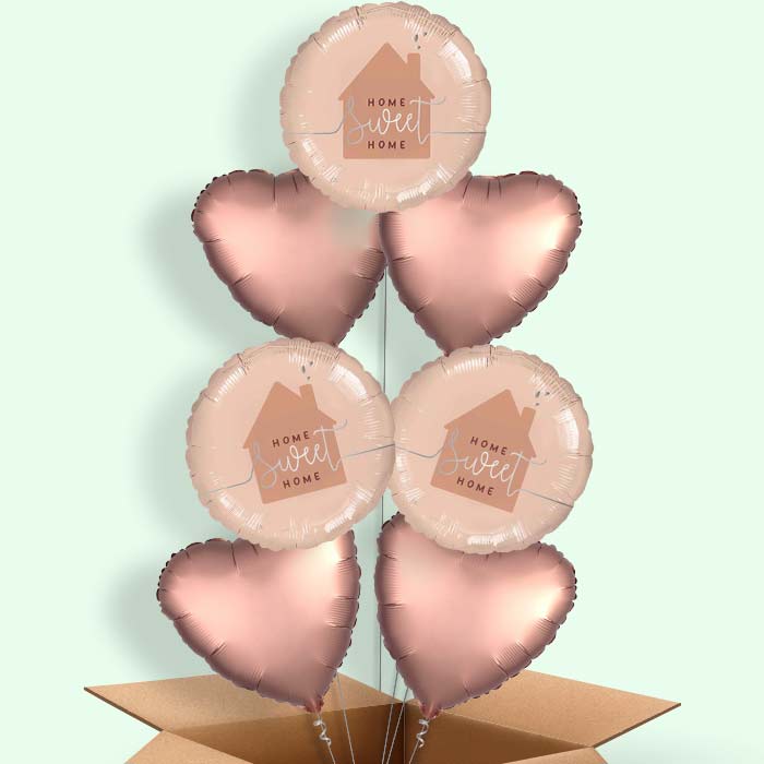 Rose Gold Home Sweet Home Helium Balloon in a Box - 7 Balloons | Party Save Smile