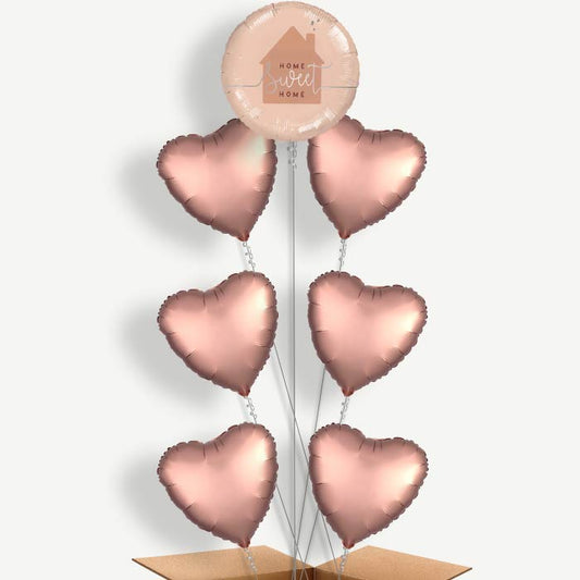 Rose Gold Home Sweet Home Helium Balloon Arrangement | Party Save Smile