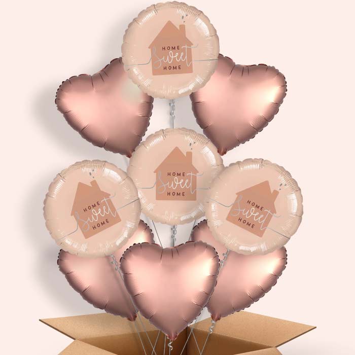 Rose Gold Home Sweet Home Helium Balloon in a Box - 9 Balloons | Party Save Smile