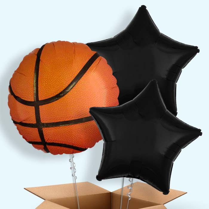 Championship Basketball Helium Balloon in a Box - 3 Balloons | Party Save Smile
