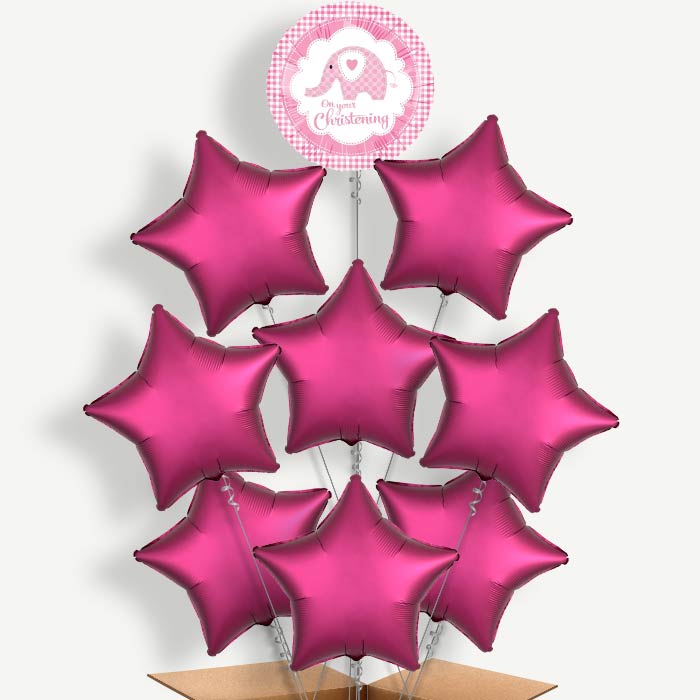 Christening Pink Elephant Helium Balloon Bundle | Party Save Smile