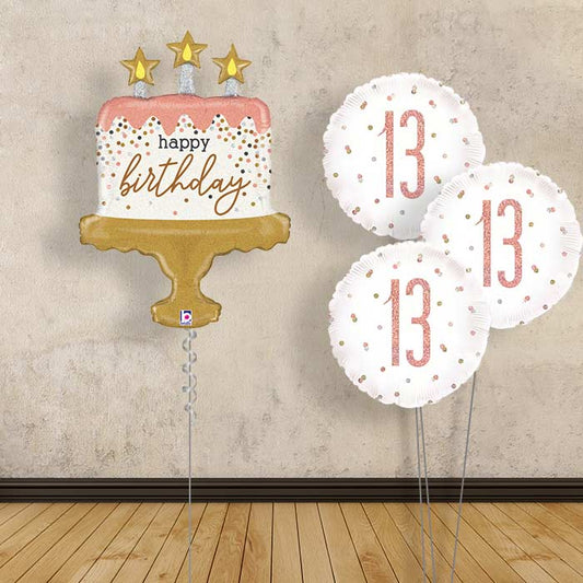 Rose Gold 13th Birthday Balloon Bouquet - Themed Bouquet | Party Save Smile