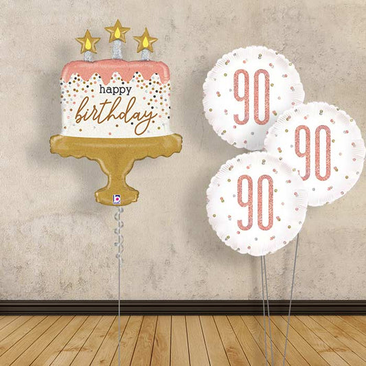 Rose Gold 90th Birthday Balloon Bouquets - Themed Bouquet | Party Save Smile