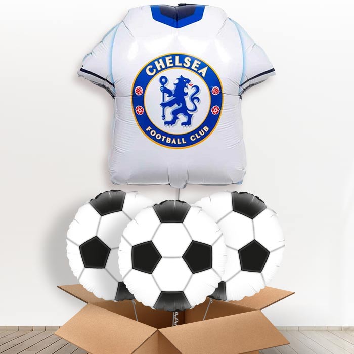 Chelsea Football Shirt Helium Balloon in a Box - with 3 Themed Balloons | Party Save Smile