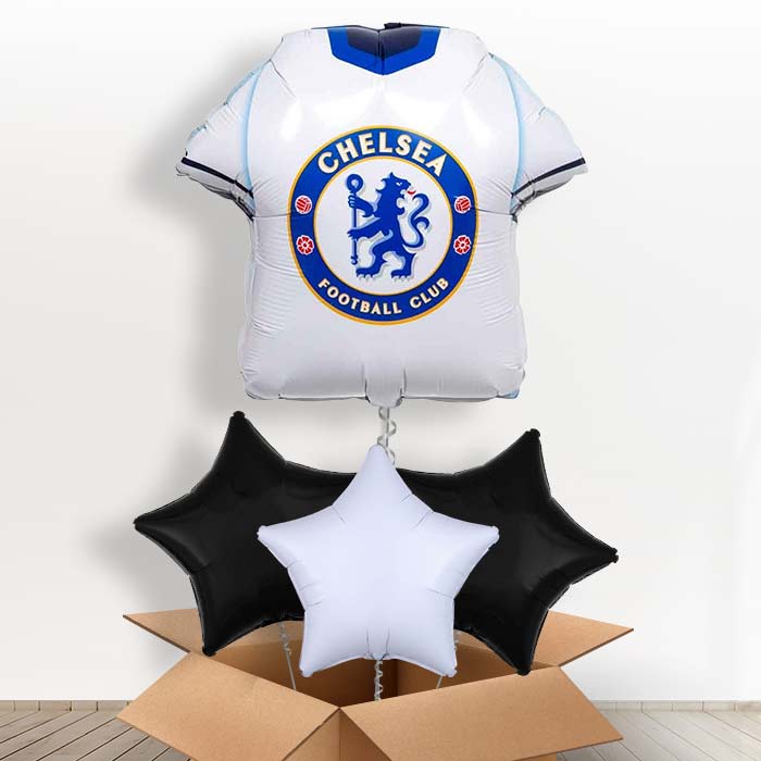 Chelsea Football Shirt Helium Balloon in a Box - with 3 Plain Balloons | Party Save Smile