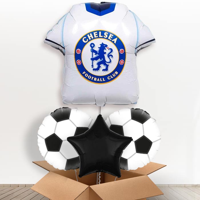 Chelsea Football Shirt Helium Balloon in a Box-1 x Giant Balloon and 2 Themed Balloons and 1 Plain Balloon 