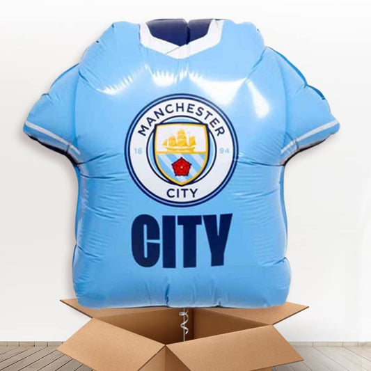 Manchester City Football Shirt Helium Balloon in a Box - 1 x Giant Balloon | Party Save Smile