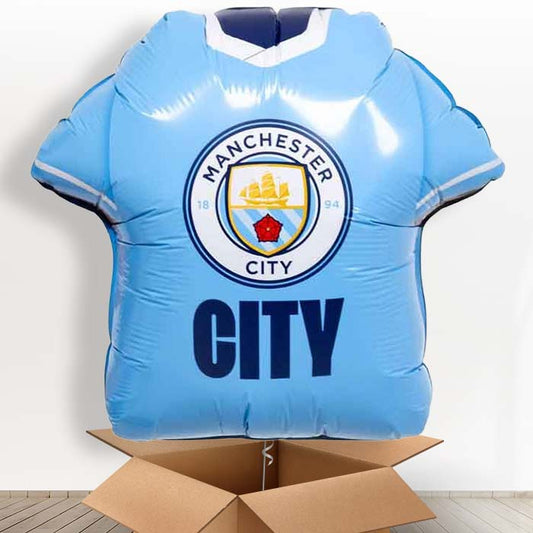 Manchester City Football Shirt Helium Balloon in a Box - 1 x Giant Balloon | Party Save Smile