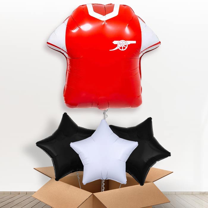 Arsenal Football Shirt Helium Balloon in a Box - with 3 Plain Balloons | Party Save Smile