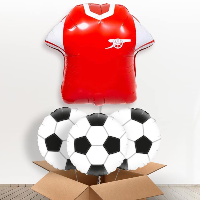 Arsenal Football Shirt Helium Balloon in a Box - with 3 Themed Balloons | Party Save Smile