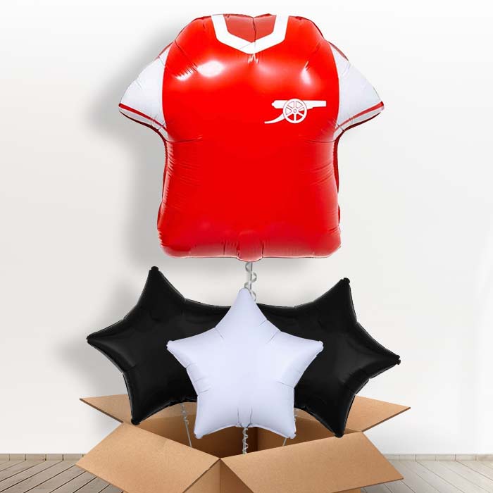Arsenal Football Shirt Helium Balloon in a Box - with 3 Plain Balloons | Party Save Smile