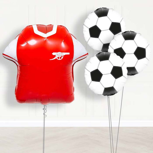 Arsenal Football Shirt Balloon Bouquet Delivery - 1 x Giant Balloon with Themed Bouquet | Party Save Smile