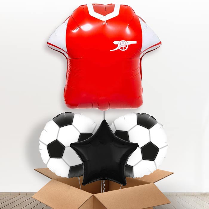 Arsenal Football Shirt Helium Balloon in a Box-1 x Giant Balloon and 2 Themed Balloons and 1 Plain Balloon 