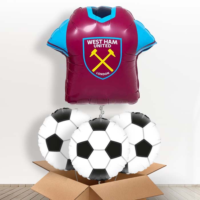 West Ham Football Shirt Helium Balloon in a Box - with 3 Themed Balloons | Party Save Smile