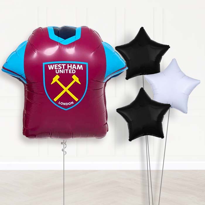West Ham Football Shirt Balloon Bouquet Delivery - 1 x Giant Balloon with Plain Bouquet | Party Save Smile
