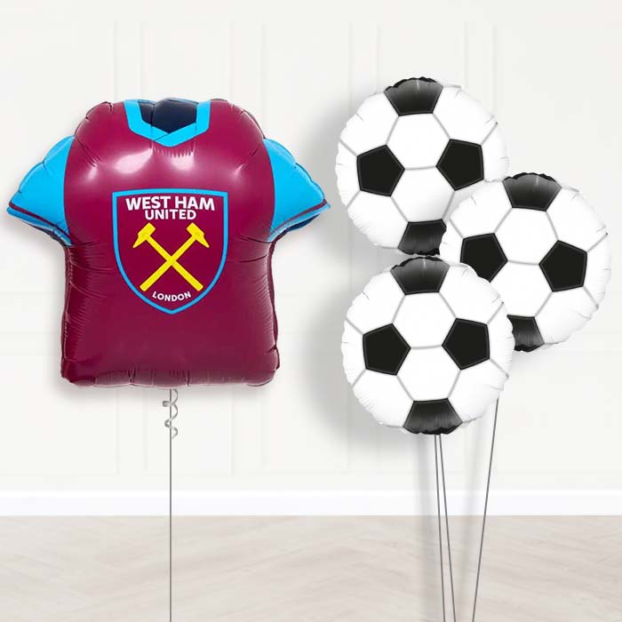West Ham Football Shirt Balloon Bouquet Delivery - 1 x Giant Balloon with Themed Bouquet | Party Save Smile