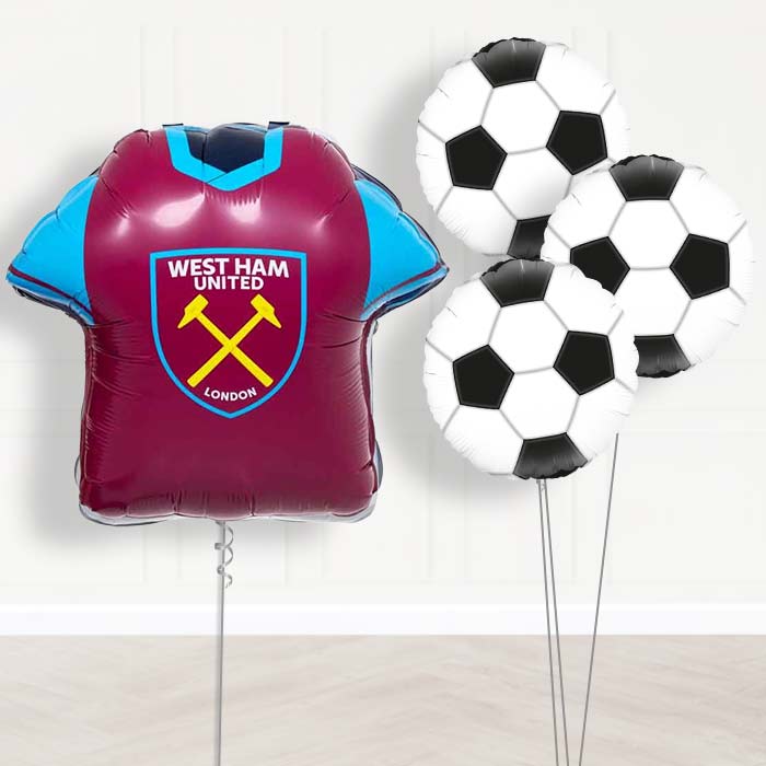 West Ham Football Shirt Balloon Bouquet Delivery - 1 x Giant Balloon with Themed Bouquet | Party Save Smile