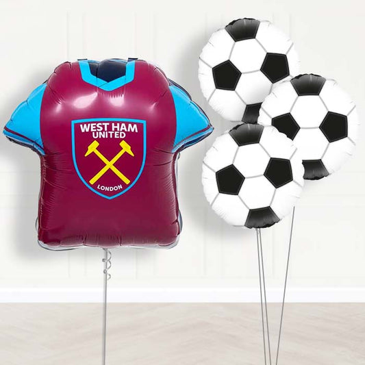 West Ham Football Shirt Balloon Bouquet Delivery - 1 x Giant Balloon with Themed Bouquet | Party Save Smile
