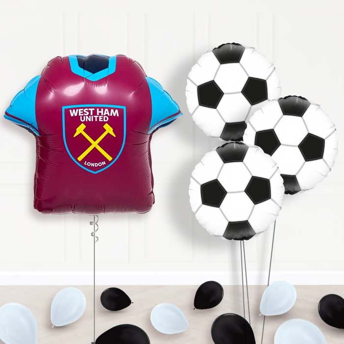 West Ham Football Shirt Balloon Bouquet Delivery - 1 x Giant Balloon with Themed Bouquet and Latex | Party Save Smile
