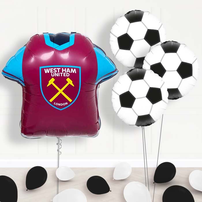 West Ham Football Shirt Balloon Bouquet Delivery - 1 x Giant Balloon with Themed Bouquet and Latex | Party Save Smile